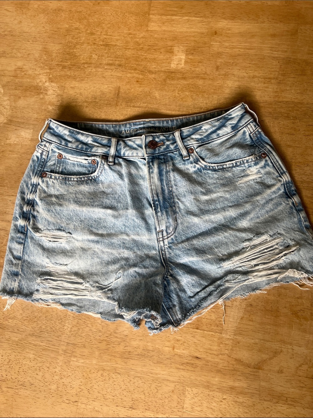 American Eagle Outfitters Light Wash Distressed Denim Shorts